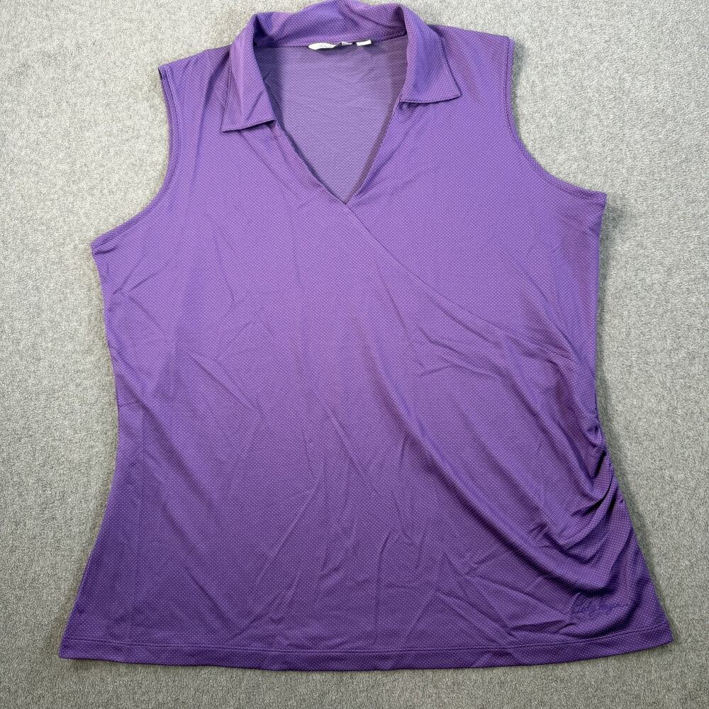 Lady Hagen Women's XL Purple Dotted Sleeveless Golf Polo Shirt V-Neck